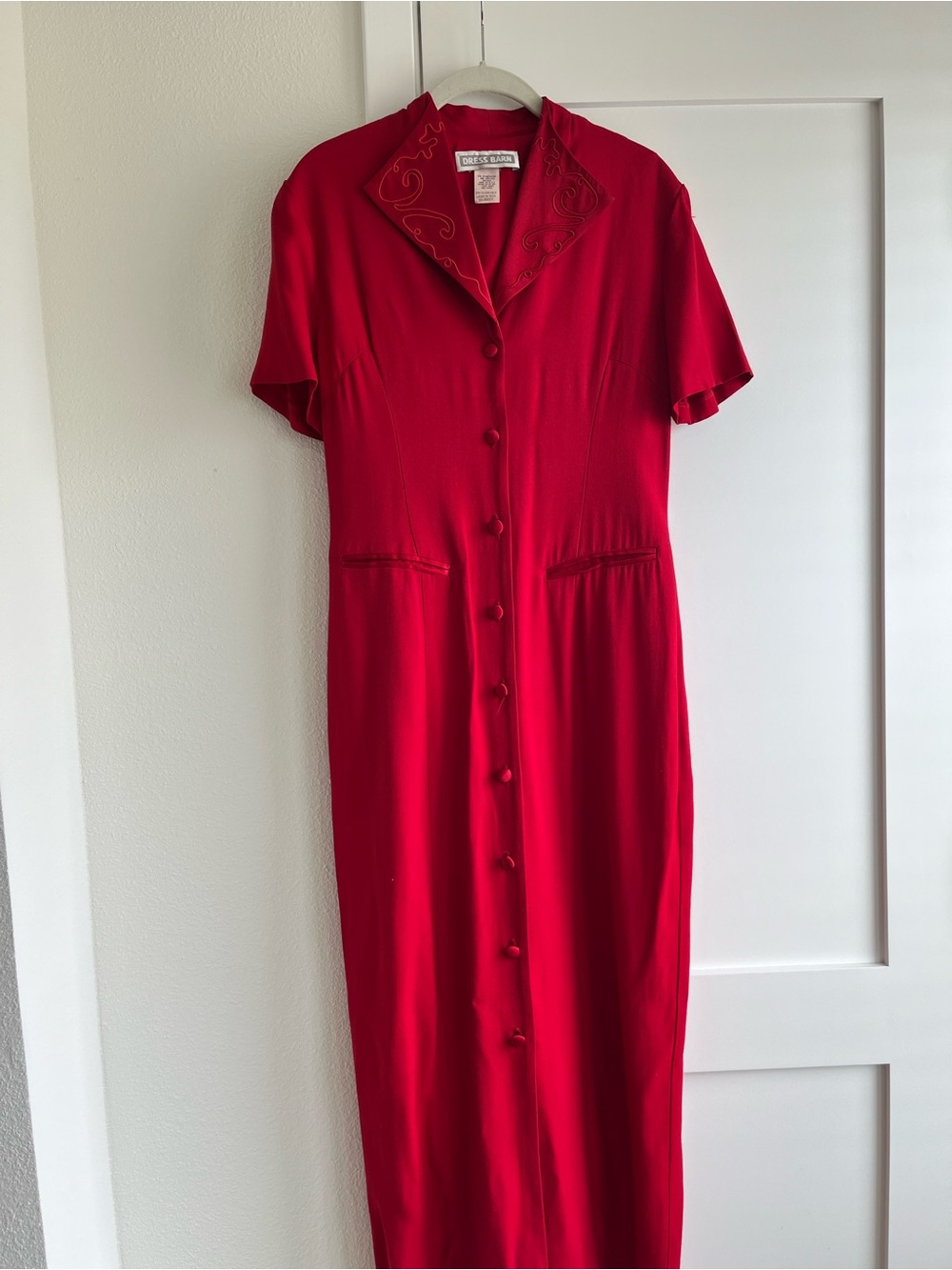 Vintage Red Button-Front Women's Dress